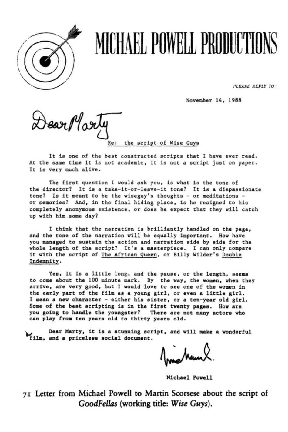 Michael Powell - Letter to Marty (Goodfellas)